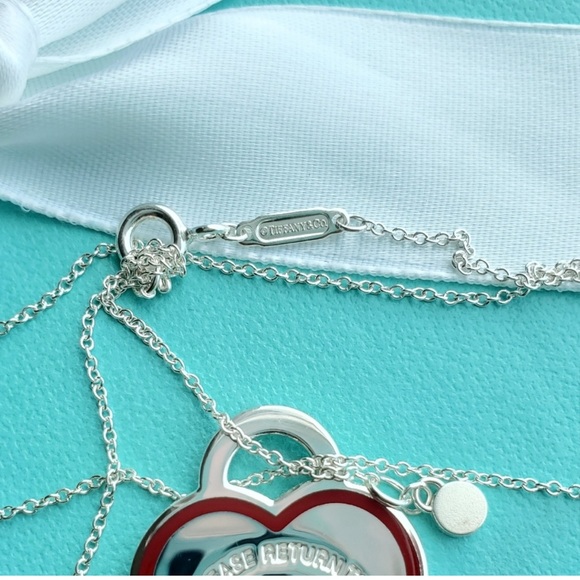 NWT Tiffany & Co RTT Red Border Heart Necklace - Picture 6 of 7